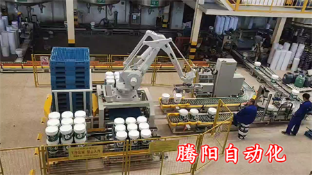 全自动码垛机器人桶装产品生产线应用
